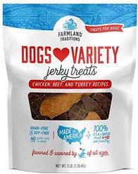 Farmland Traditions USA Dogs Love Variety Grain-Free Jerky Dog Treats, 3-lb bag
