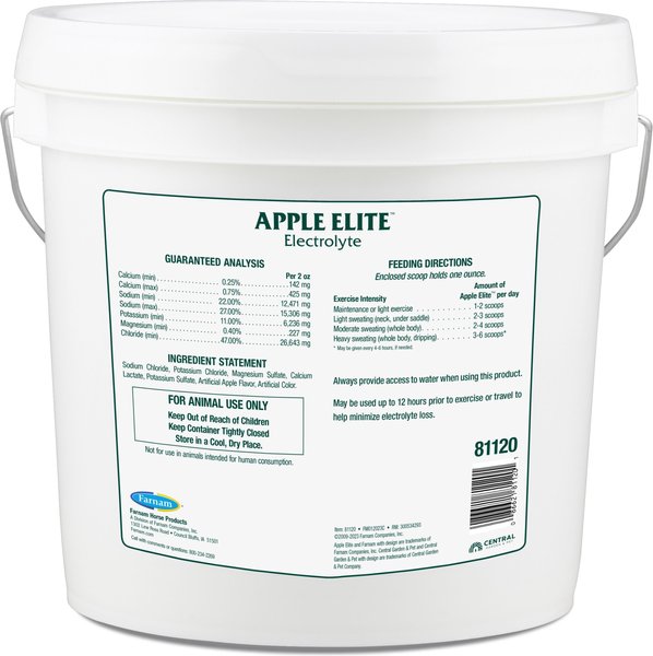 Farnam Apple Elite Electrolyte Granules Apple Flavor Horse Supplement, 20-lb tub