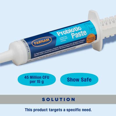 Show full view: Farnam Probiotic Apple & Molasses Flavor Paste Horse Supplement, 30-g tube slide 3 of 11