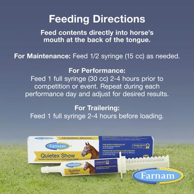 Show full view: Farnam Quietex Show Calming & Focusing Paste Horse Supplement, 30 cc slide 4 of 10