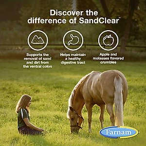 Farnam SandClear Natural Psyllium Fiber Crumbles Apple/Molasses Flavor Horse Supplement, 10-lb bucket