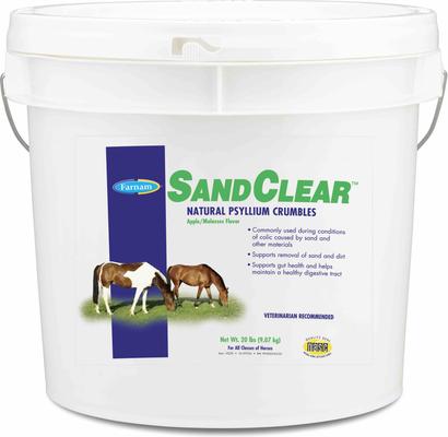 Show full view: Farnam SandClear Natural Psyllium Fiber Crumbles Apple/Molasses Flavor Horse Supplement, 20-lb bucket slide 1 of 11