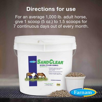 Show full view: Farnam SandClear Natural Psyllium Fiber Crumbles Apple/Molasses Flavor Horse Supplement, 20-lb bucket slide 4 of 11