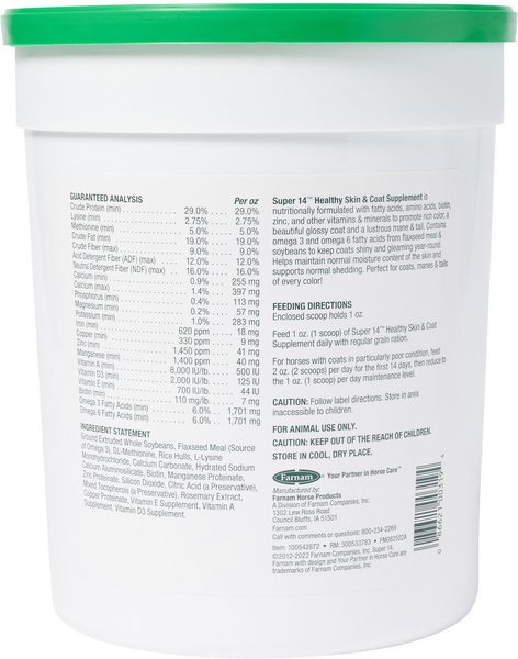 Farnam Super 14 Skin & Coat Dog & Horse Supplement, 6.5-lb bucket
