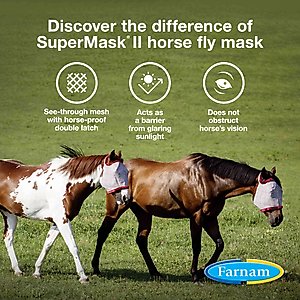 Farnam SuperMask II Horse Fly Mask Classic Collection, Color Varies, Horse