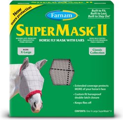 Farnam SuperMask II Horse Fly Mask with Covered Ears, White, X-Large