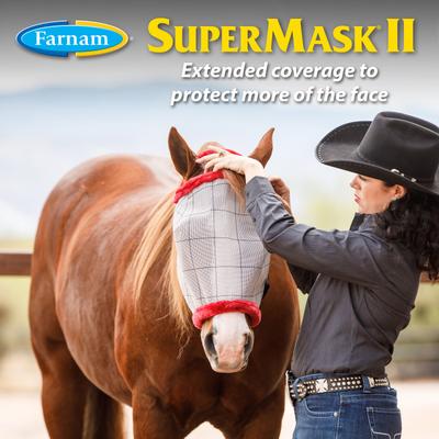 Show full view: Farnam SuperMask II Horse Fly Mask with Covered Ears, White, X-Large slide 4 of 11