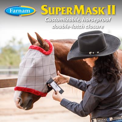 Show full view: Farnam SuperMask II Horse Fly Mask with Covered Ears, White, X-Large slide 5 of 11