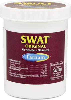 Show full view: Farnam Swat Original Fly Repellent Ointment Horse Supplement, 7-oz tub slide 1 of 12