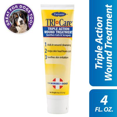 Show full view: Farnam Tri-Care Triple Action Horse & Dog Wound Treatment, 4-oz tube slide 2 of 3
