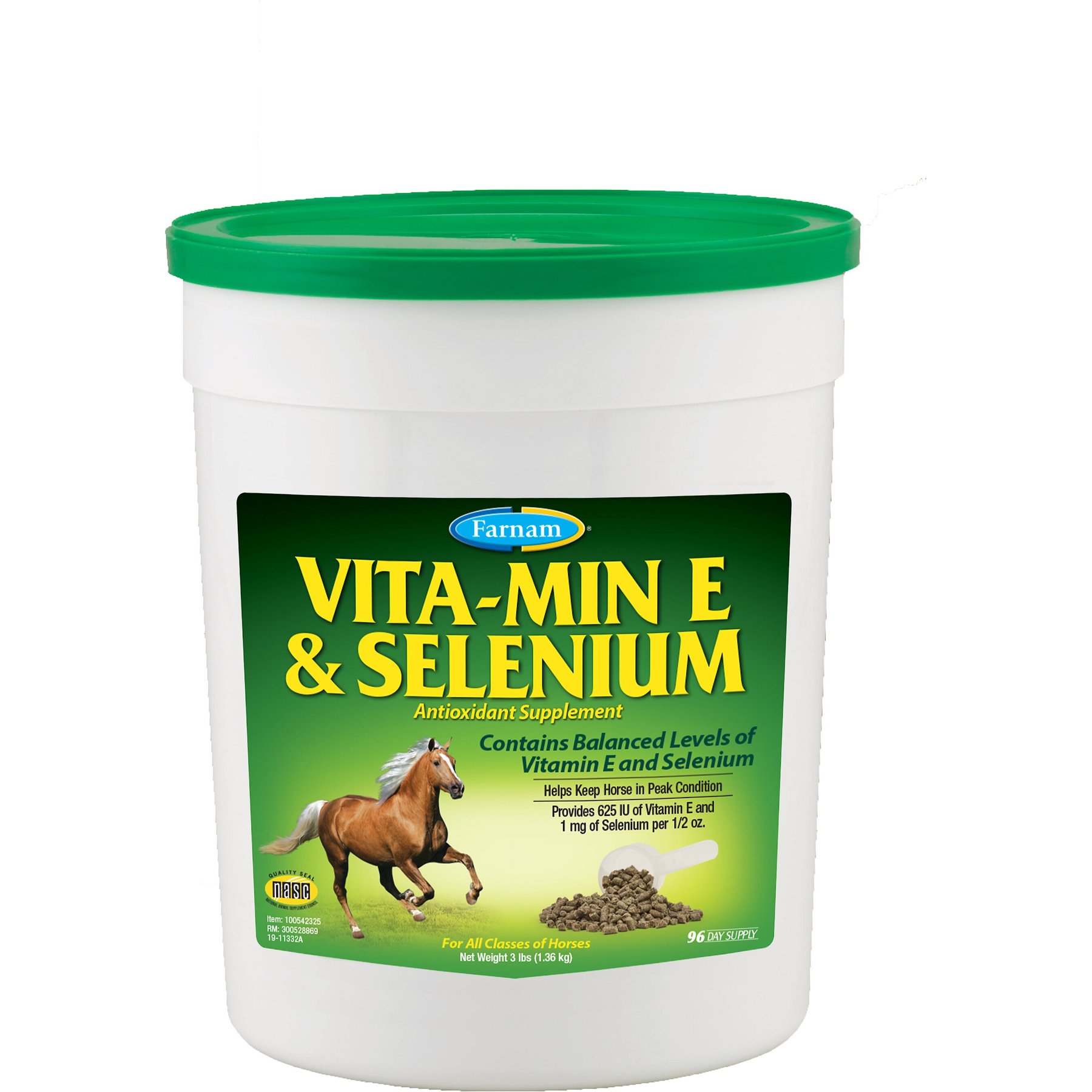 Farnam Vita-Min E & Selenium Antioxidant Soft Chew Horse Supplement, 3-lb bucket