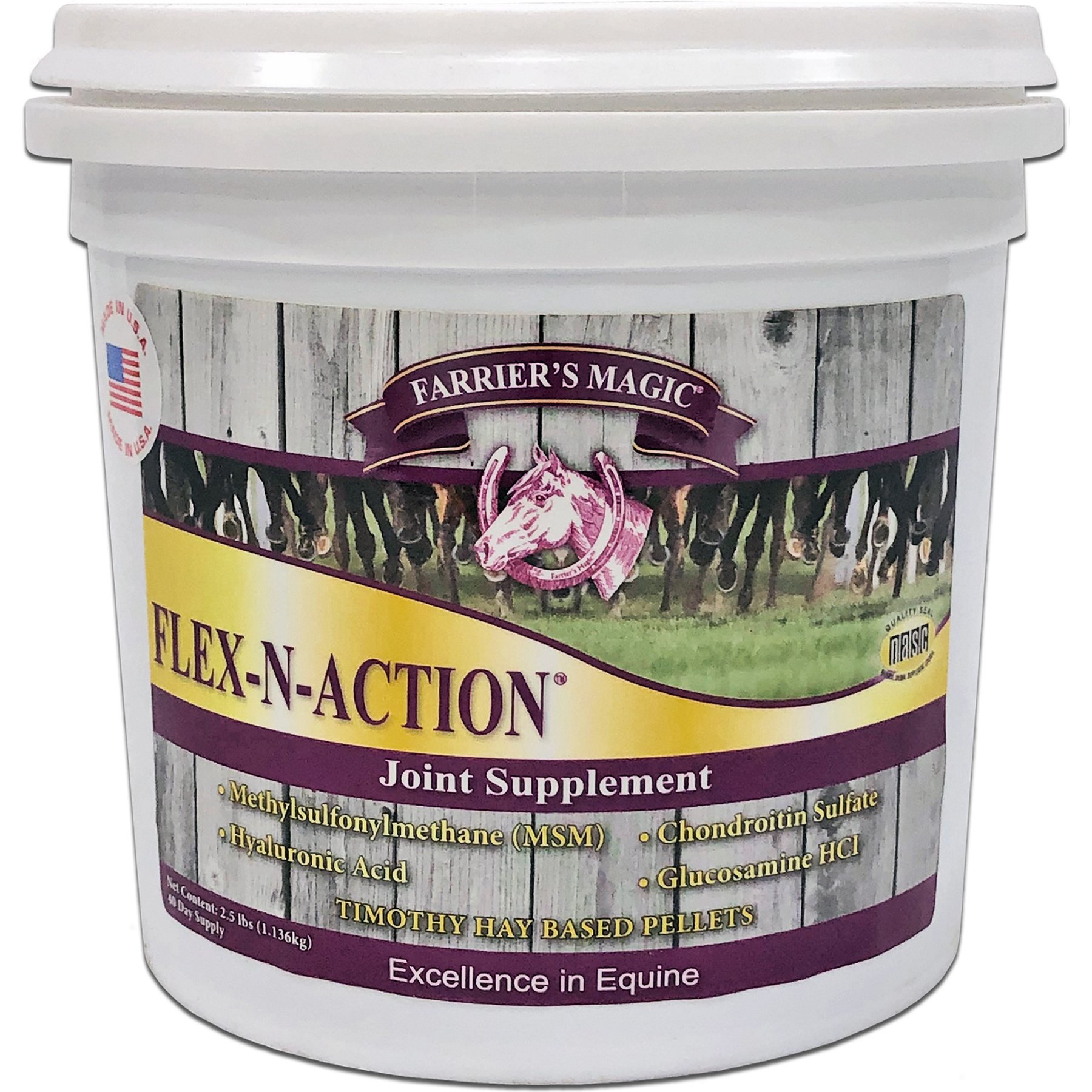 Farrier's Magic Flex-N-Action Joint Hay Flavor Pellets Horse Supplement, 2.5-lb tub, bundle of 3