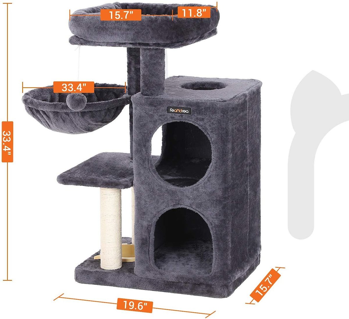 FEANDREA 58.3-in Faux Fleece Cat Tree & Condo