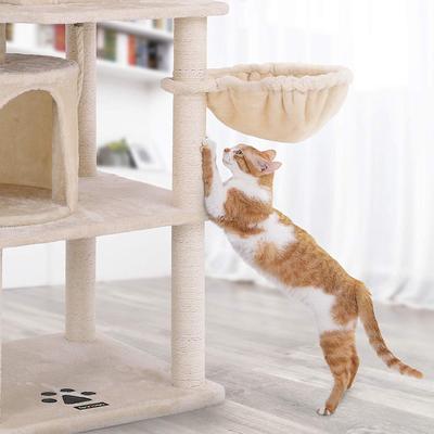 Show full view: FEANDREA 55.1-in Faux Fleece Cat Tree & Condo, Beige slide 5 of 10