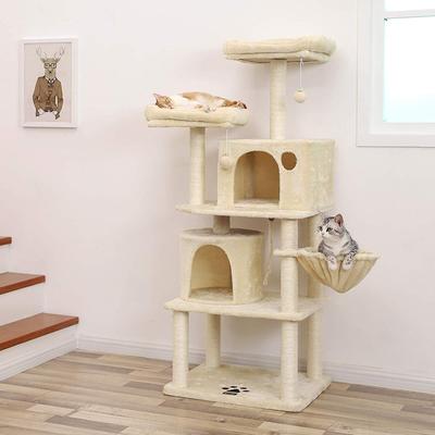 Show full view: FEANDREA 55.1-in Faux Fleece Cat Tree & Condo, Beige slide 9 of 10