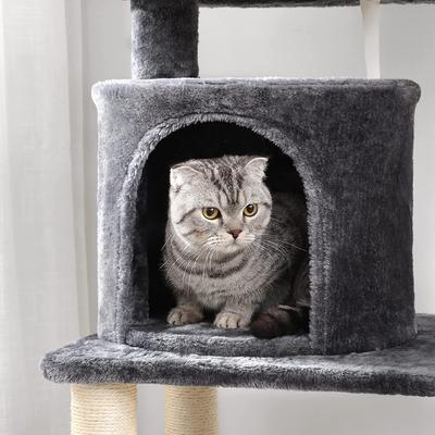 Show full view: FEANDREA 55.1-in Faux Fleece Cat Tree & Condo, Dark Gray slide 5 of 11