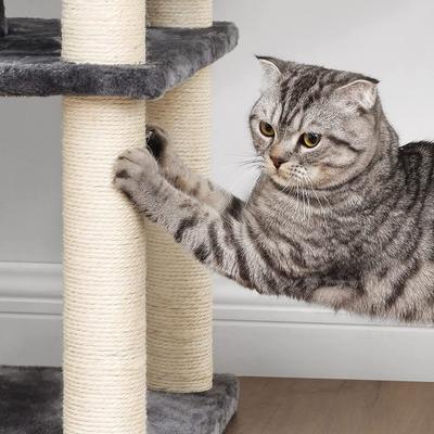 Show full view: FEANDREA 55.1-in Faux Fleece Cat Tree & Condo, Dark Gray slide 7 of 11