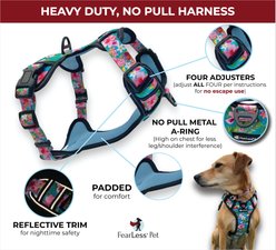 FearLess Pet Heavy Duty Padded Adjustable No Pull No Escape Dog Harness, Teal Hawaiian, Medium slide 2 of 9