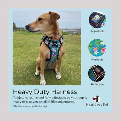 Show full view: FearLess Pet Heavy Duty Padded Adjustable No Pull No Escape Dog Harness, Teal Hawaiian, Medium slide 7 of 11