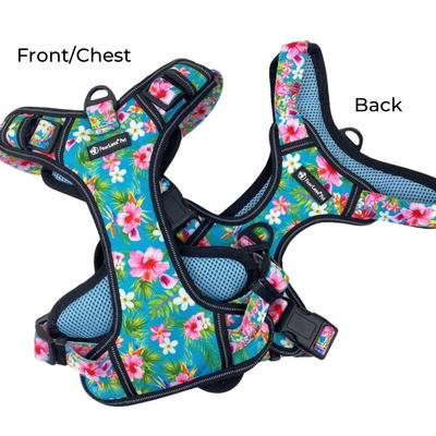 Show full view: FearLess Pet Heavy Duty Padded Adjustable No Pull No Escape Dog Harness, Teal Hawaiian, Medium slide 9 of 11