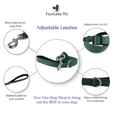 Show full view: FearLess Pet Padded Handle Adjustable Dog Leash, Forest Green, Small/Medium slide 7 of 10