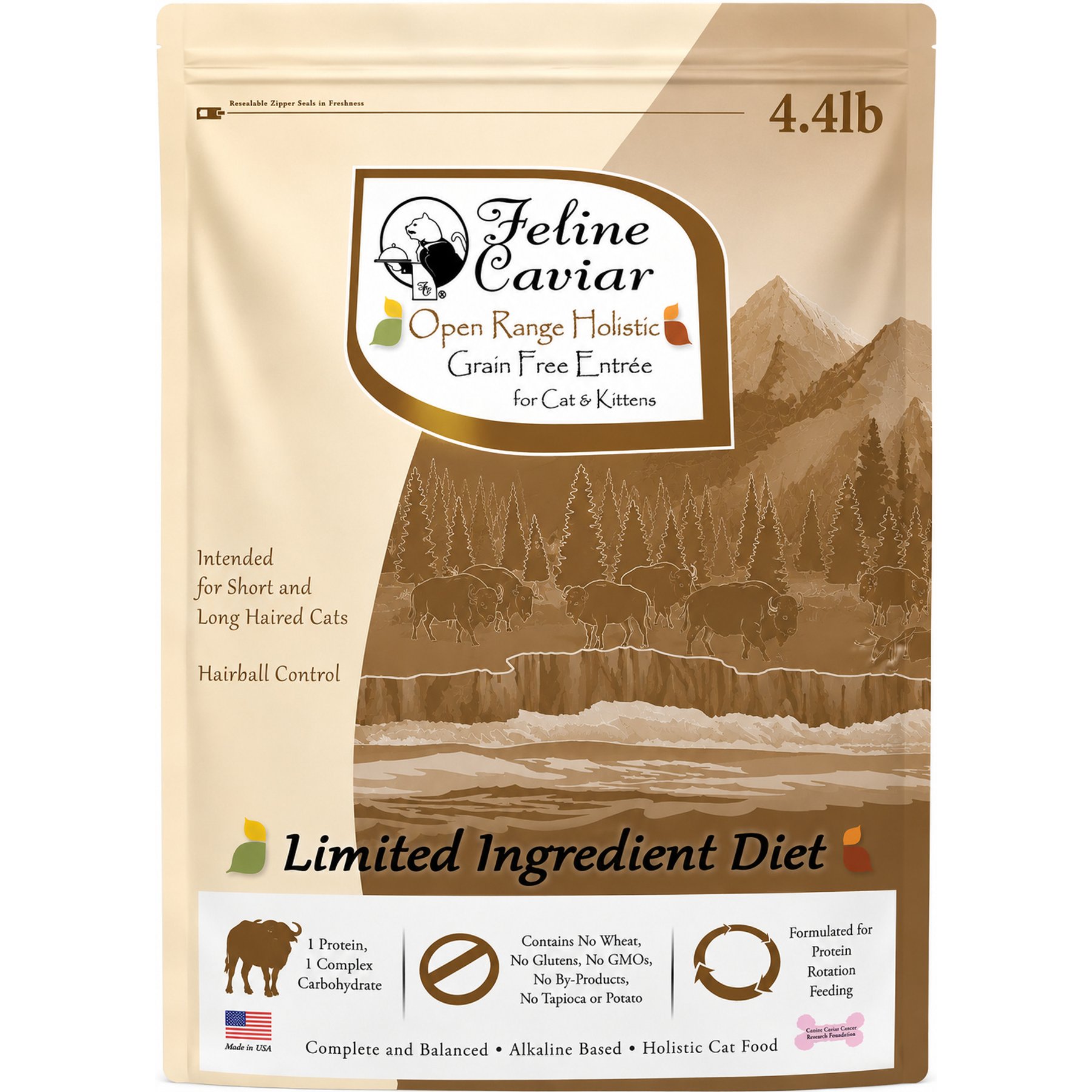 Feline Caviar Limited Ingredient Diet Open Range Holistic Entrée Grain-Free Dry Cat Food, 4.4-lb bag
