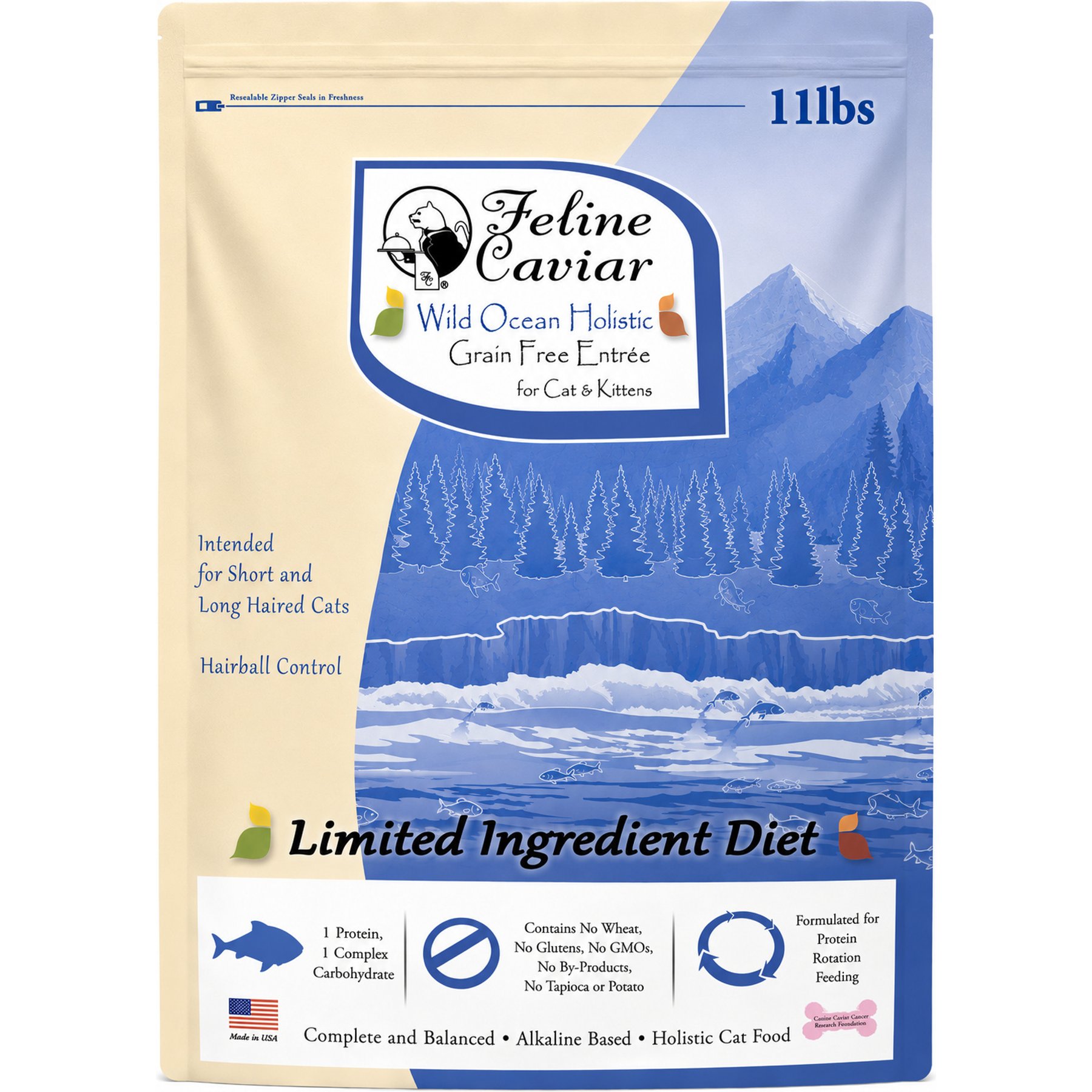 Feline Caviar Wild Ocean Holistic Dry Cat Food, 11-lb bag
