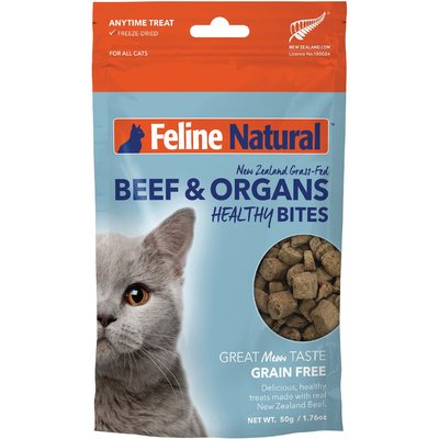 Feline Natural Feline Natural Beef Healthy Bites Grain-Free Freeze-Dried Cat Treats, 1.76-oz bag