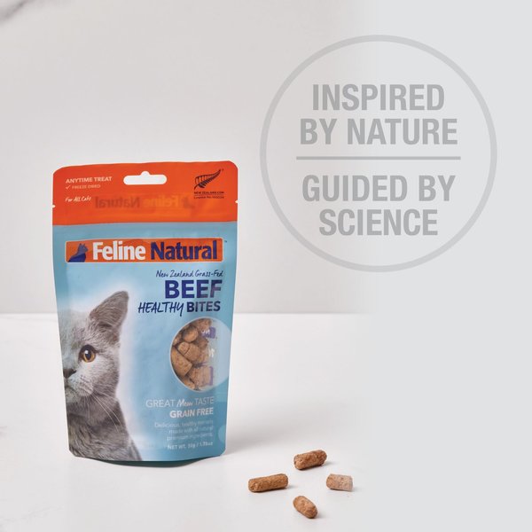 Feline Natural Beef Healthy Bites Grain-Free Freeze-Dried Cat Treats, 1.76-oz bag