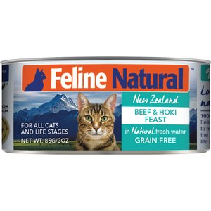 Feline Natural Beef & Hoki Feast Grain-Free Canned Cat Food, 3-oz, case of 24