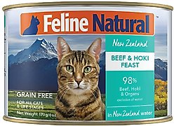 Feline Natural Beef & Hoki Feast Grain-Free Canned Cat Food, 6-oz, case of 12