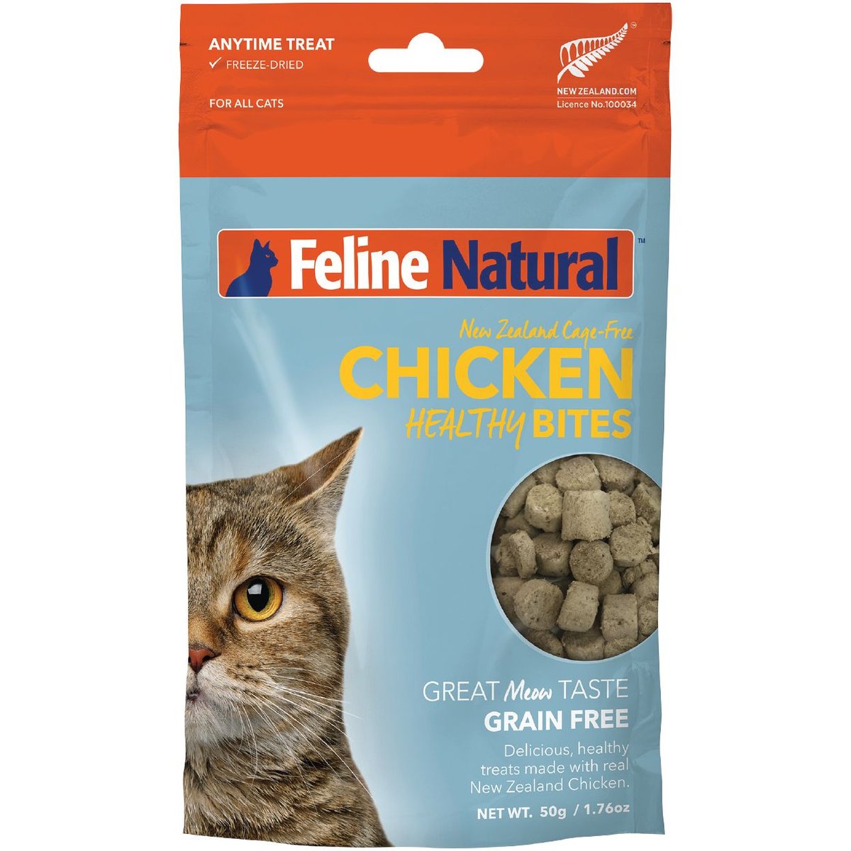 Feline Natural Chicken Healthy Bites Grain-Free Freeze-Dried Cat Treats, 1.76-oz bag