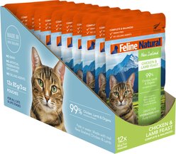 Feline Natural Chicken & Lamb Feast Grain-Free Wet Cat Food, 3-oz pouch, case of 12