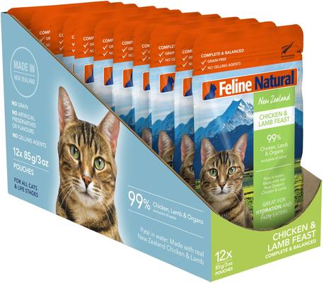 Show full view: Feline Natural Chicken & Lamb Feast Grain-Free Wet Cat Food, 3-oz pouch, case of 12 slide 3 of 9