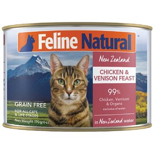 Feline Natural Chicken & Venison Feast Grain-Free Canned Cat Food, 6-oz, case of 12