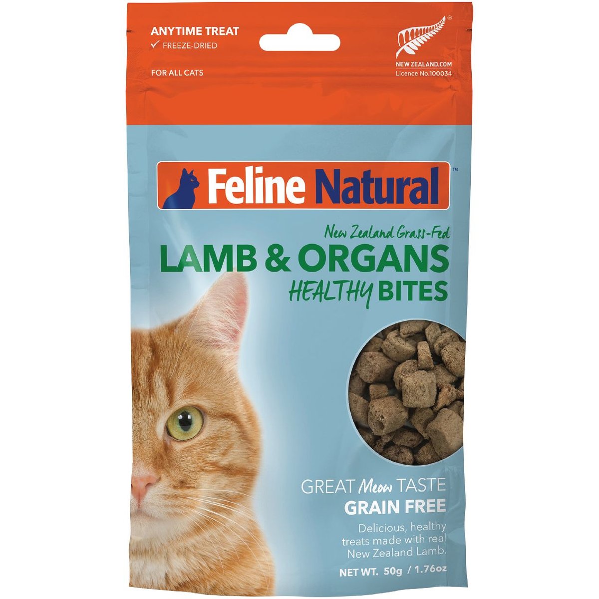 Feline Natural Lamb Healthy Bites Grain-Free Freeze-Dried Cat Treats, 1.76-oz bag