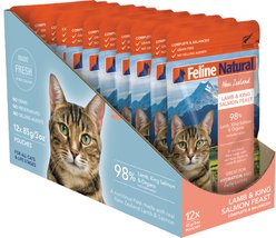 Feline Natural Lamb & King Salmon Grain-Free Wet Cat Food, 3-oz pouch, case of 12