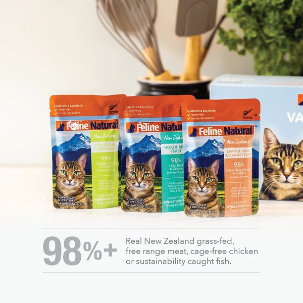 Feline Natural Lamb & King Salmon Grain-Free Wet Cat Food, 3-oz pouch, case of 12