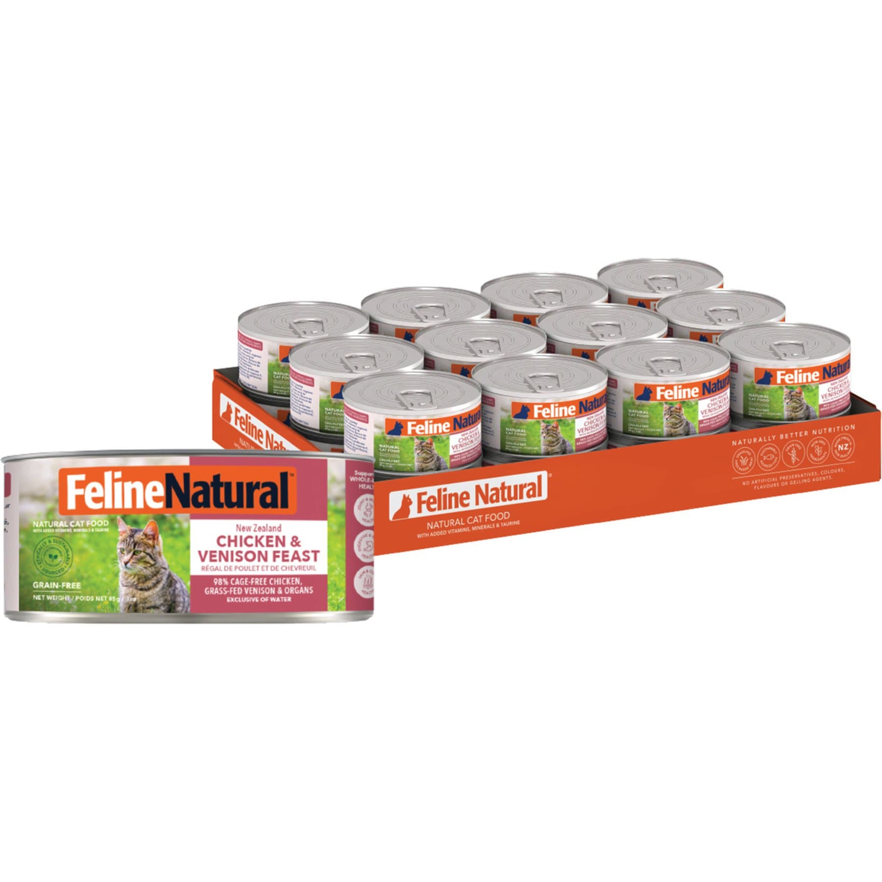 Feline Natural Feline Natural Chicken & Venison Feast Canned Cat Food, 3-oz, 24 ct