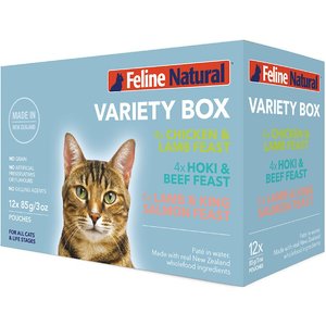 FELINE NATURAL Variety Pack Grain-Free Wet Cat Food, 3-oz pouch