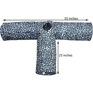 Feline Ruff 12" Premium 3-Way Collapsible Tunnel Cat Toy, Animal Print