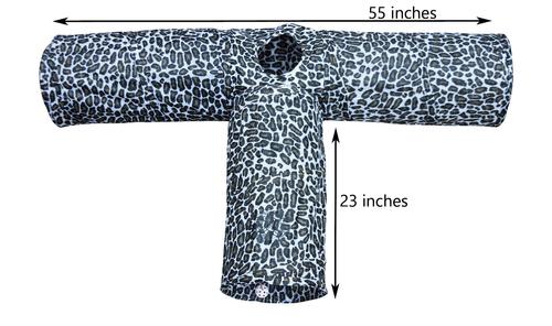 Show full view: Feline Ruff 12" Premium 3-Way Collapsible Tunnel Cat Toy, Animal Print slide 2 of 3