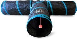 Feline Ruff 12" Premium 3-Way Collapsible Tunnel Cat Toy, Black & Blue slide 1 of 4