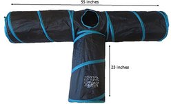 Feline Ruff 12" Premium 3-Way Collapsible Tunnel Cat Toy, Black & Blue slide 2 of 4