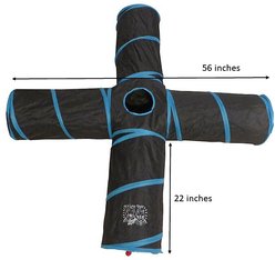 Feline Ruff 12" Premium 4-Way Collapsible Tunnel Cat Toy, Black & Blue slide 2 of 4