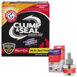 Feliway MultiCat Calming Diffuser Refill for Cats, 1 count + Arm & Hammer Litter Clump & Seal Multi-Cat Scented Clumping Clay Litter