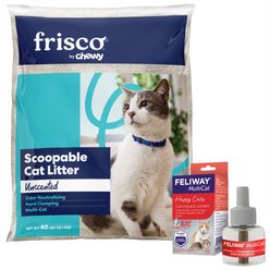 Feliway MultiCat Calming Diffuser Refill for Cats, 1 count + Frisco Multi-Cat Unscented Clumping Clay Litter