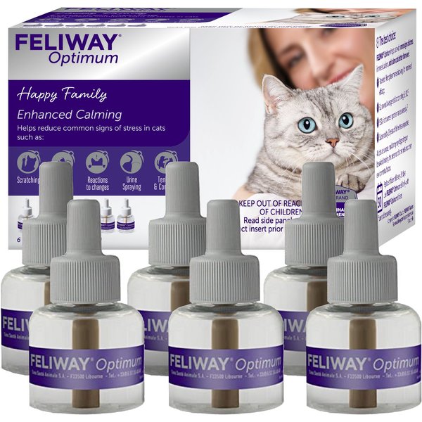 FELIWAY MultiCat Calming Diffuser Refill for Cats, 30 day, 6 count ... - Feliway Multicolour Cat Calming Aid