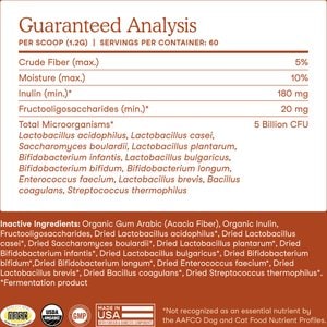 Fera Pets Probiotics with Organic Prebiotics Powder 12 Strain Digestive Health Supplement for Dogs & Cats, 2.56-oz jar