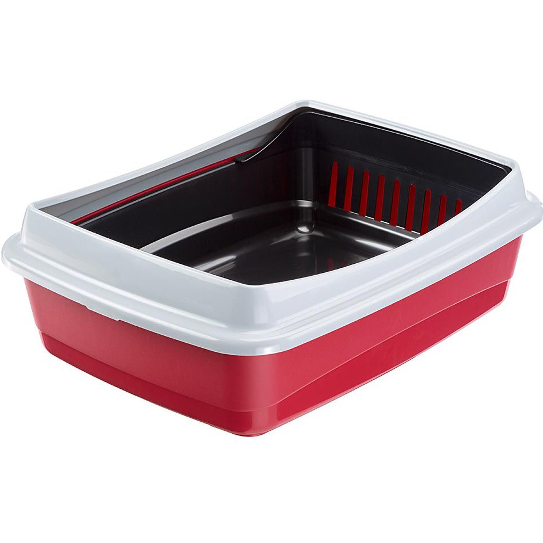 Ferplast Ariel Plus Litter Box with Litter Guard, Red